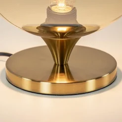Straluma Elegante tafellamp donker goud met amber glazen bol 25 cm><noscript><img width=