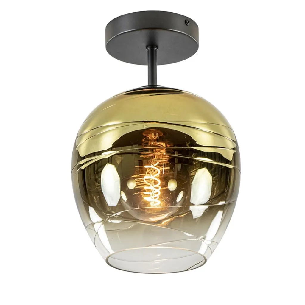 Straluma Glazen plafondlamp gold gradient met zwart> Keukenverlichting|Plafondlampen