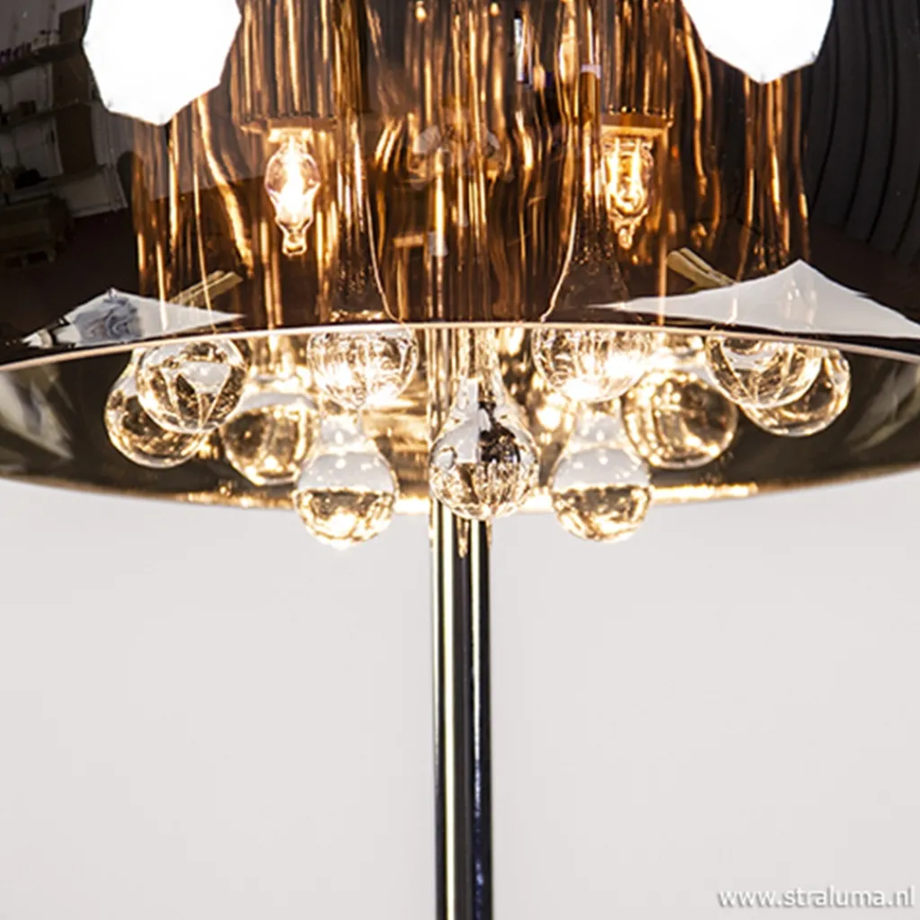 Straluma Glazen tafellamp Pearl met chroom> Pearl|Woonkamerlampen