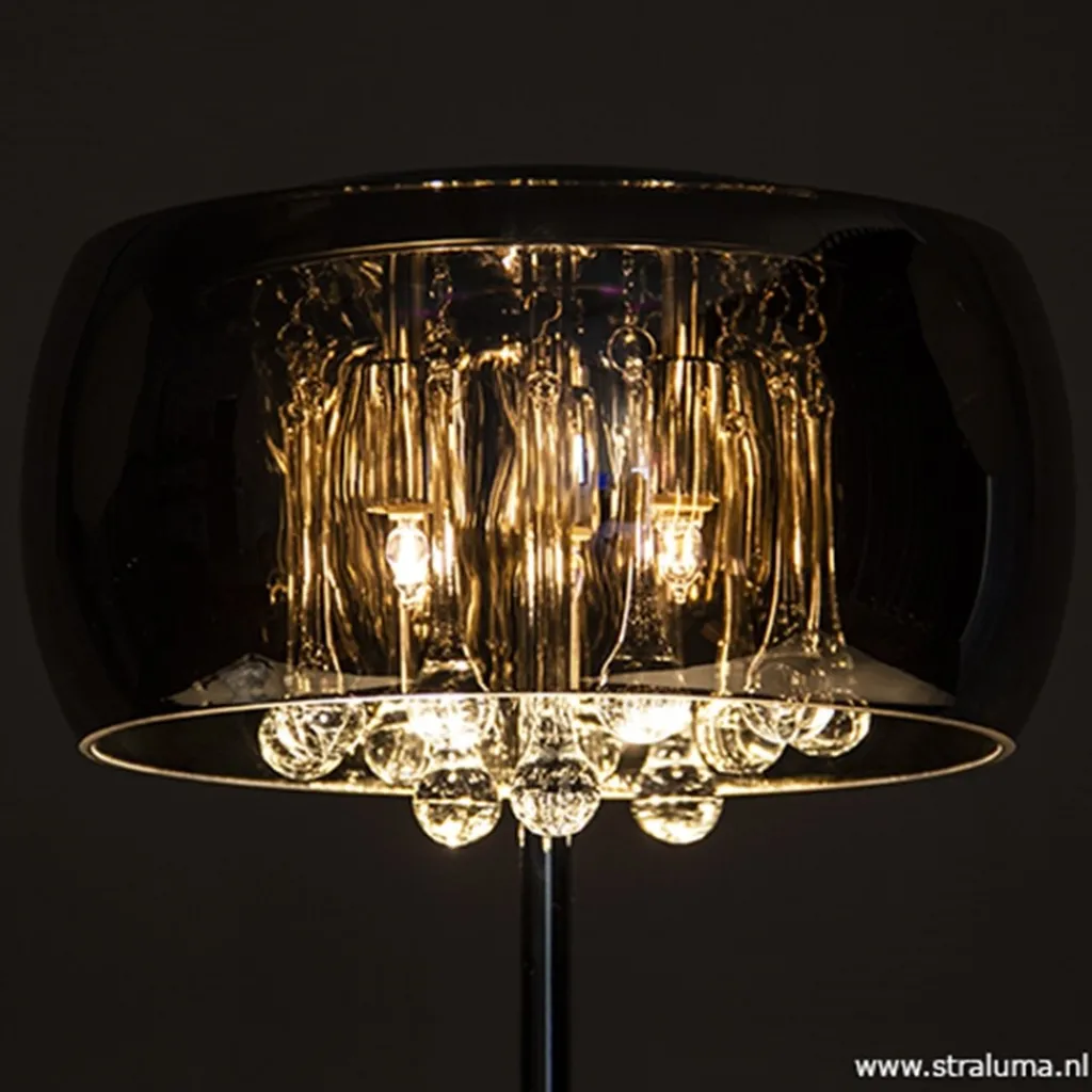 Straluma Glazen tafellamp Pearl met chroom> Pearl|Woonkamerlampen
