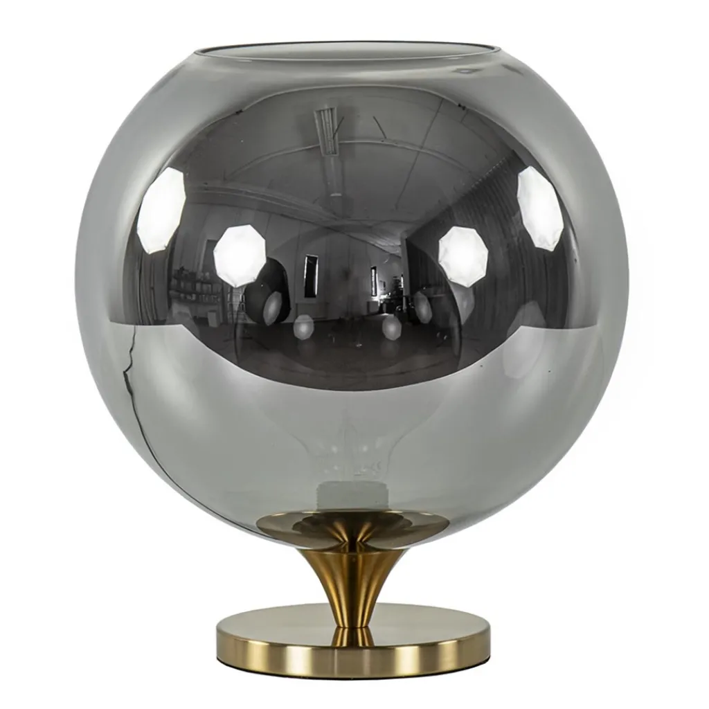Straluma Globe tafellamp smoke/titanium met gouden voet> Tafellampen|Luxe Verlichting