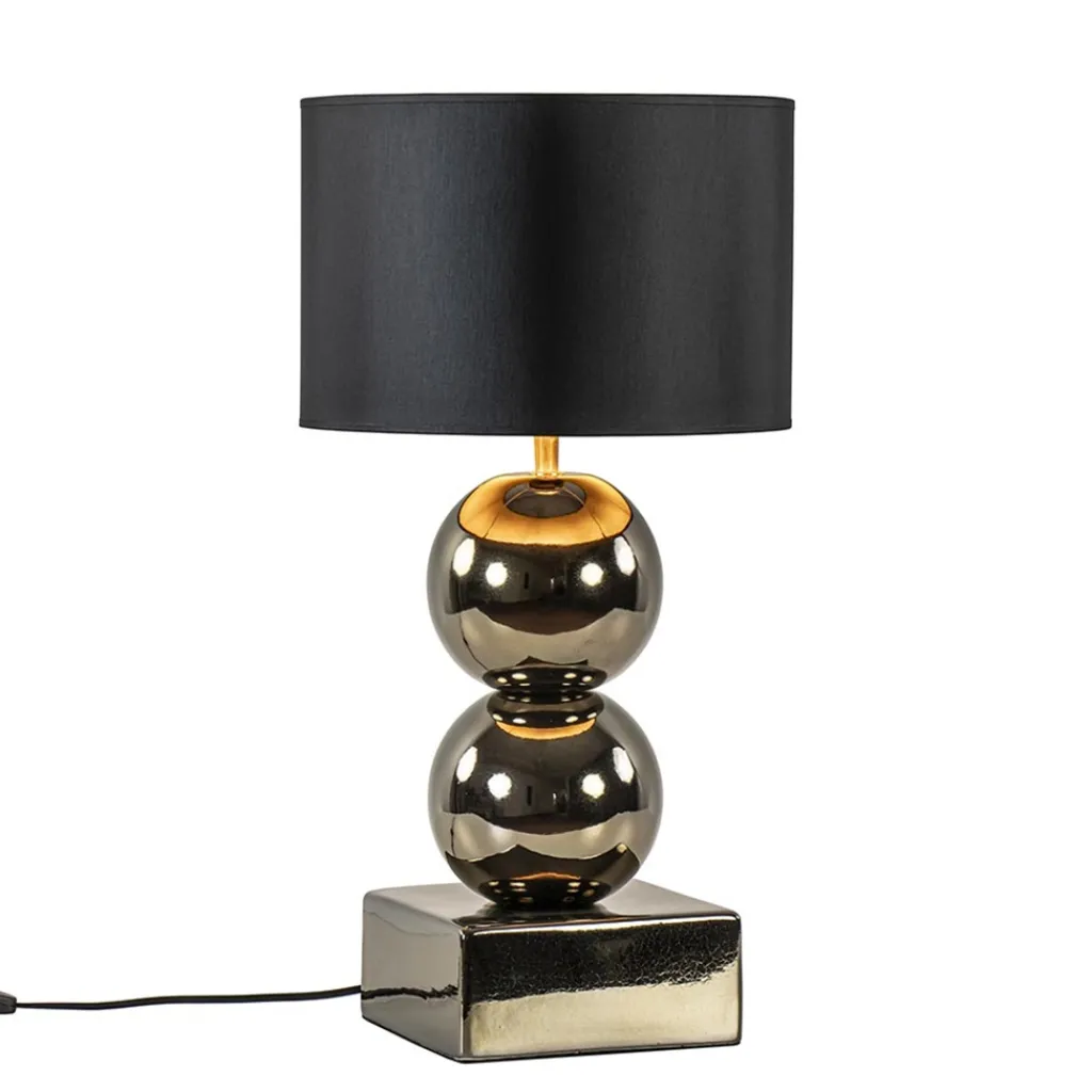 Straluma Gouden tafellamp bollen met zwart/gouden kap> Tafellampen|Schemerlampen