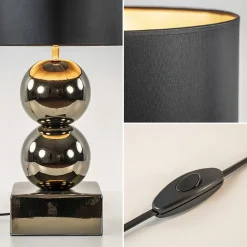 Straluma Gouden tafellamp bollen met zwart/gouden kap><noscript><img width=