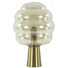 Straluma Gouden tafellamp Misty met amber glazen kap L&L> Tafellampen|Light and Living