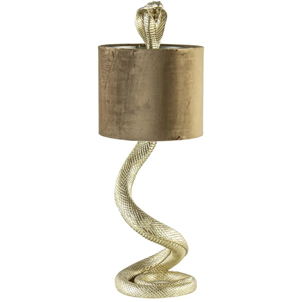 Straluma Gouden tafellamp Snake met velours kap> Tafellampen|Light and Living