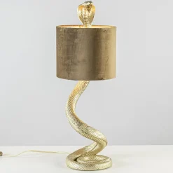 Straluma Gouden tafellamp Snake met velours kap> Tafellampen|Light and Living