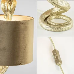 Straluma Gouden tafellamp Snake met velours kap><noscript><img width=