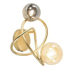 Straluma Gouden wandlamp met smoke en amber glas> Wandlampen|Woonkamerlampen