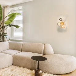 Straluma Gouden wandlamp met smoke en amber glas><noscript><img width=