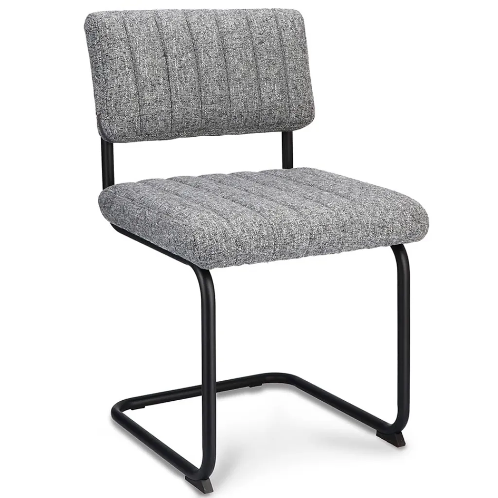 Straluma Grijze eetkamerstoel met zwart frame> Eetkamerstoelen