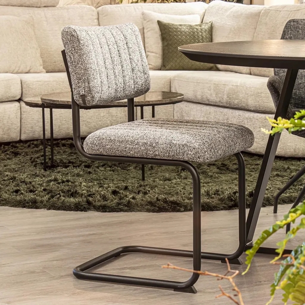 Straluma Grijze eetkamerstoel met zwart frame> Eetkamerstoelen