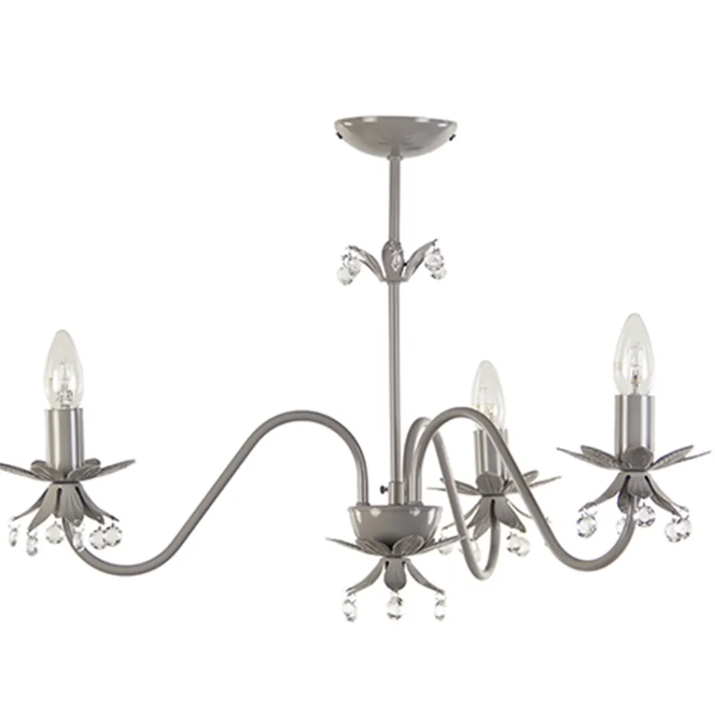 Straluma Grijze kroonluchter met bloem/kristal> Kinderlampen|Tienerkamerlampen