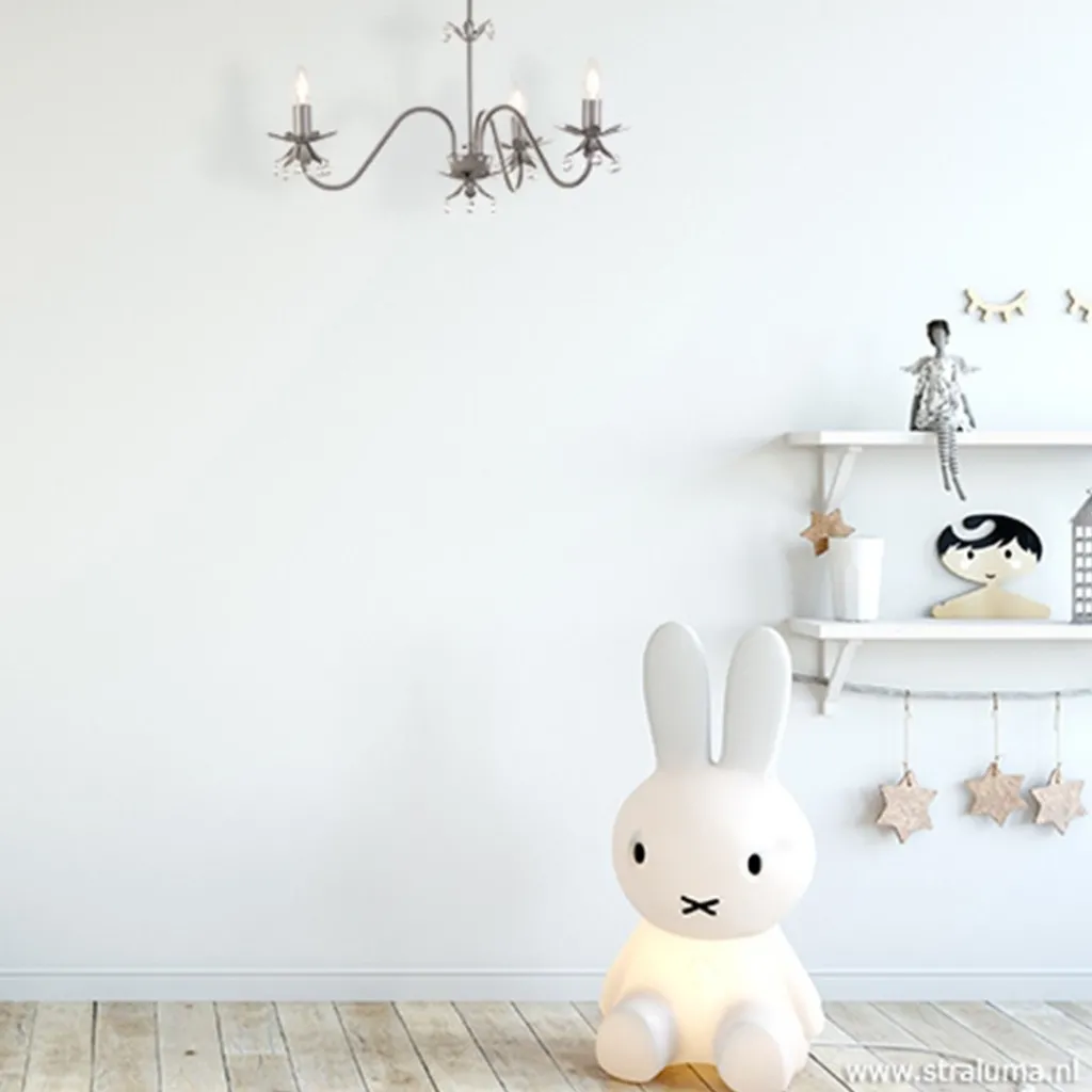 Straluma Grijze kroonluchter met bloem/kristal> Kinderlampen|Tienerkamerlampen