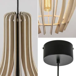 Straluma Grote hanglamp blank houten kap met zwart><noscript><img width=