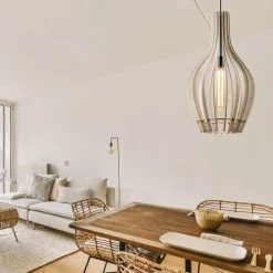 Straluma Grote hanglamp blank houten kap met zwart><noscript><img width=