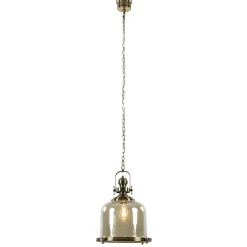 Straluma Grote hanglamp brons met amber glas> Eettafellampen|Woonkamerlampen