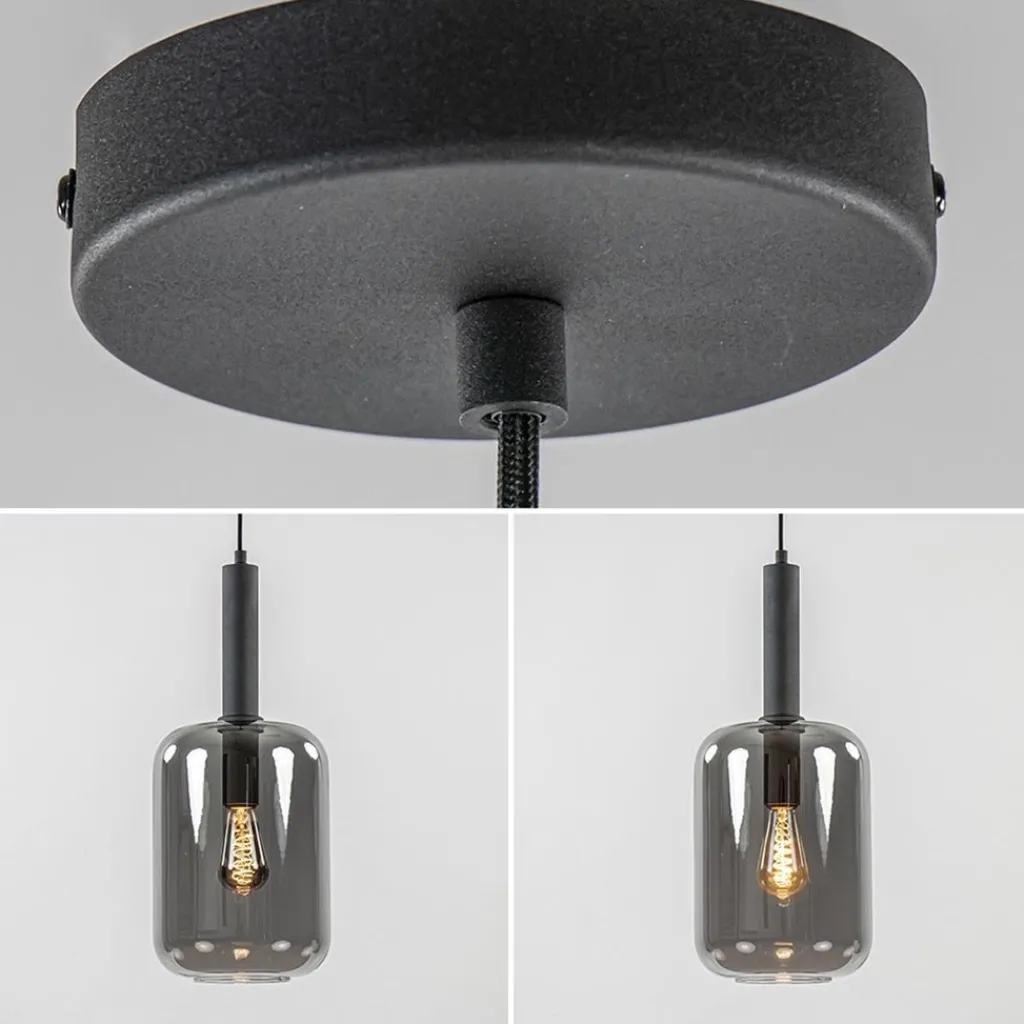 Straluma Grote hanglamp Lekar zwart met smoke glas> Hanglampen|Light and Living