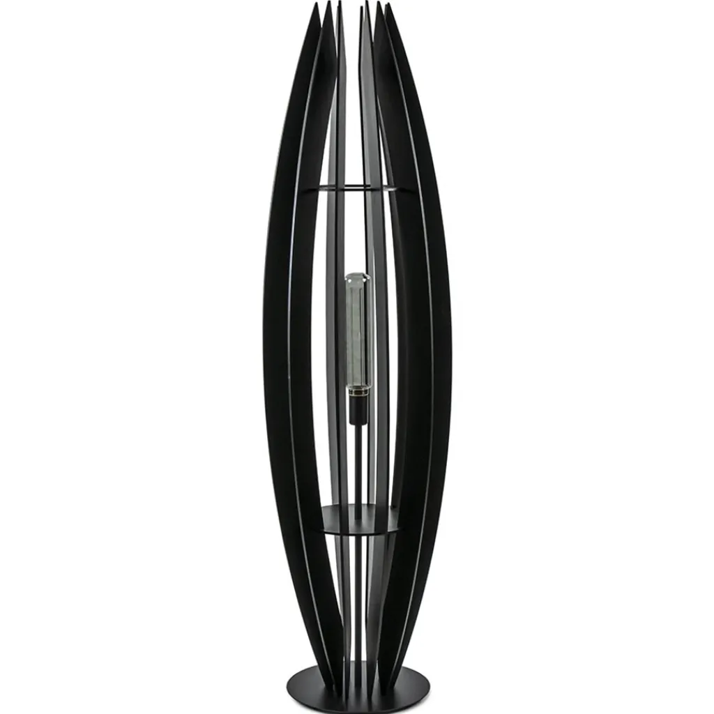 Straluma Grote houten vloerlamp mat zwart> Vloerlampen|Botanische Verlichting