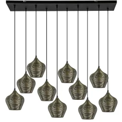 Straluma Grote landelijke hanglamp 10-lichts antiek brons Alvaro> Eettafellampen|Light and Living