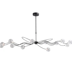 Straluma Grote LED hanglamp zwart met helder glazen bollen> Hanglampen|Eettafellampen