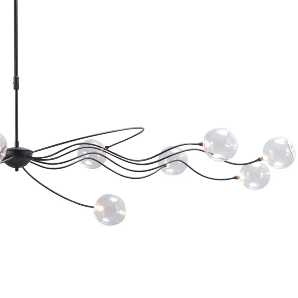 Straluma Grote LED hanglamp zwart met helder glazen bollen> Hanglampen|Eettafellampen