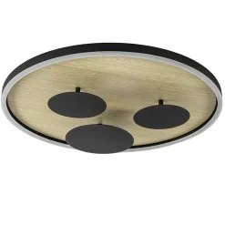 Straluma Grote LED plafondlamp zwart met houtlook dimbaar> Plafondlampen|LED Plafondlampen