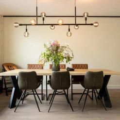 Straluma Grote 10-lichts eettafelhanglamp zwart exclusief lichtbronnen><noscript><img width=