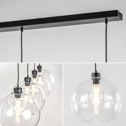 Straluma Grote 4-lichts hanglamp zwart met helder glazen bollen><noscript><img width=