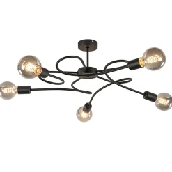 Straluma Grote 5-lichts plafondlamp zwart exclusief lichtbronnen> Woonkamerlampen|Slaapkamerlampen
