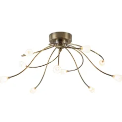 Straluma Grote plafondlamp brons met wit glas inclusief LED> Plafondlampen|LED Plafondlampen