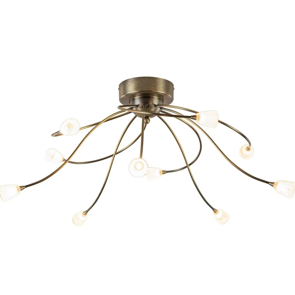 Straluma Grote plafondlamp brons met wit glas inclusief LED> Plafondlampen|LED Plafondlampen