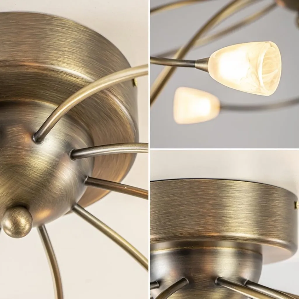 Straluma Grote plafondlamp brons met wit glas inclusief LED> Plafondlampen|LED Plafondlampen