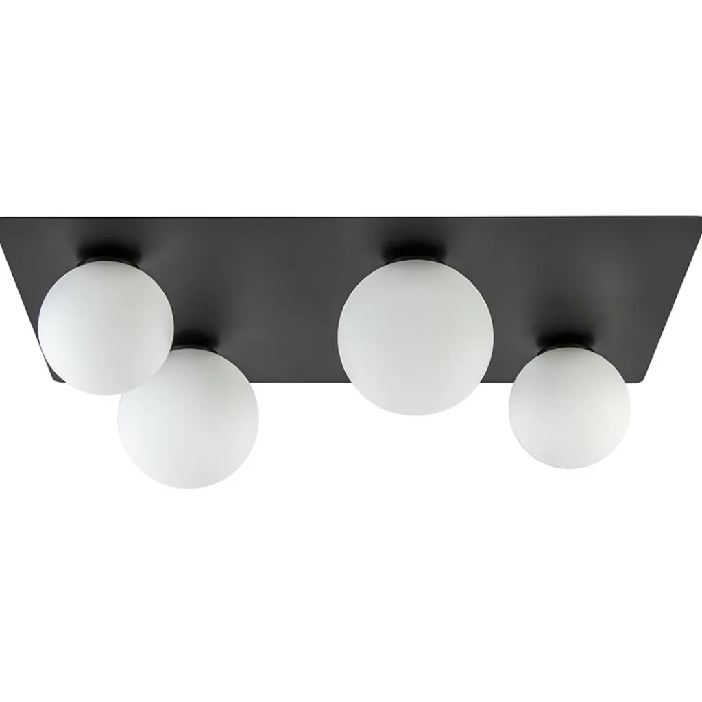 Straluma Grote plafondlamp rechthoekig zwart met witte bollen> Plafondlampen|Retro Verlichting