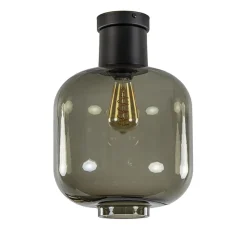 Straluma Grote plafondlamp smoke glas met mat zwart> Keukenverlichting|Plafondlampen