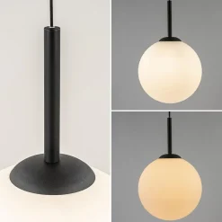 Straluma Grote retro hanglamp opaal glas met zwart><noscript><img width=