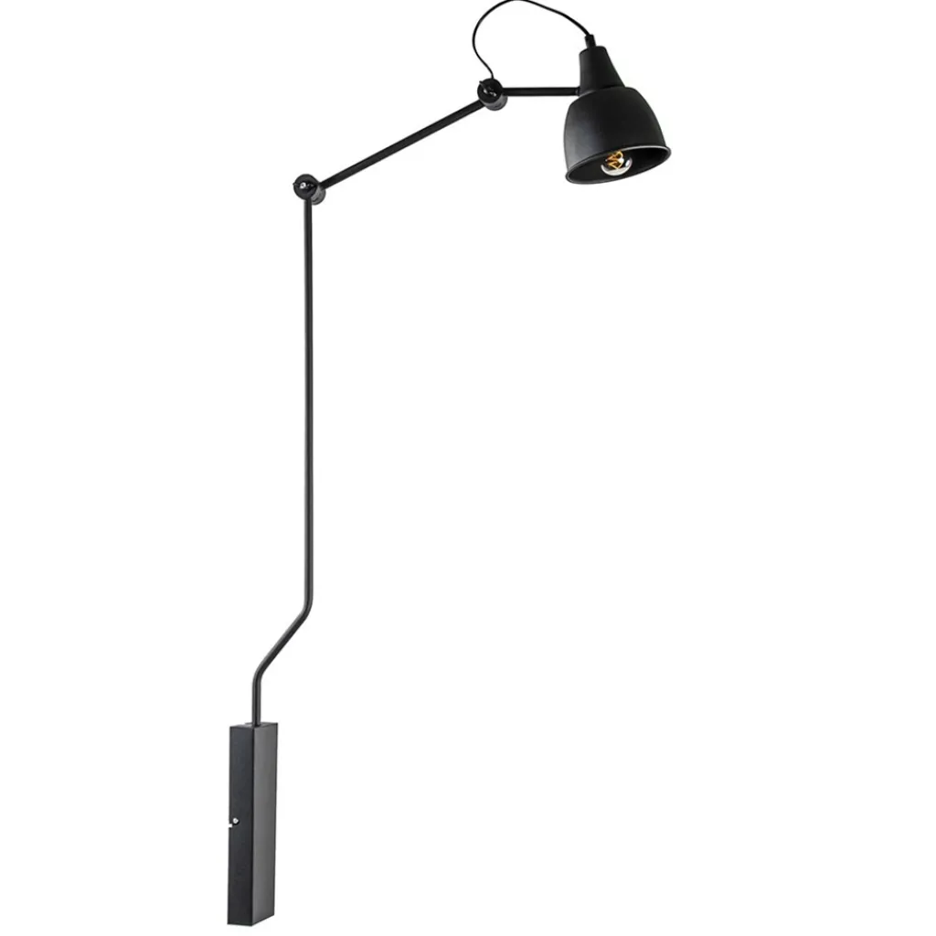 Straluma Grote retro wandlamp met zwarte kap verstelbaar> Wandlampen|Industriële Verlichting