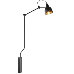 Straluma Grote retro wandlamp met zwarte kap verstelbaar> Wandlampen|Industriële Verlichting