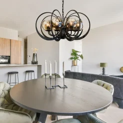 Straluma Grote ronde hanglamp metaal met smoke glas en spot><noscript><img width=