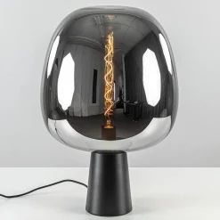 Straluma Grote tafellamp Amarah zwart met smoke glazen kap> Tafellampen|Light and Living