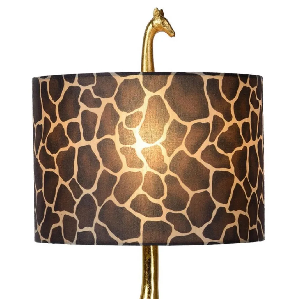 Straluma Grote tafellamp Giraf goud met bruine kap> Tafellampen|Schemerlampen