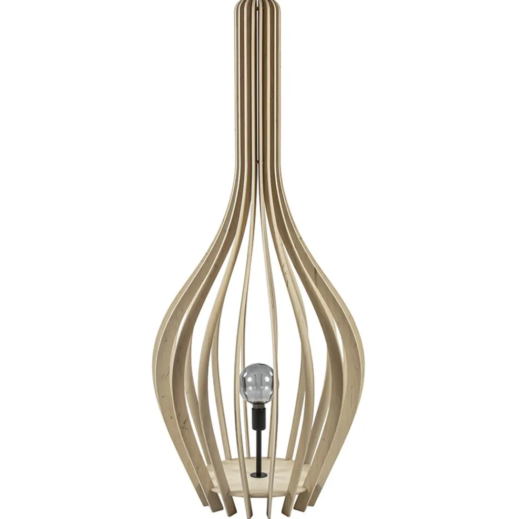 Straluma Grote vloerlamp kegel naturel hout met zwart> Vloerlampen|Botanische Verlichting