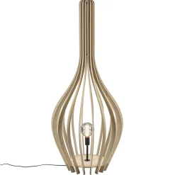 Straluma Grote vloerlamp kegel naturel hout met zwart> Vloerlampen|Botanische Verlichting