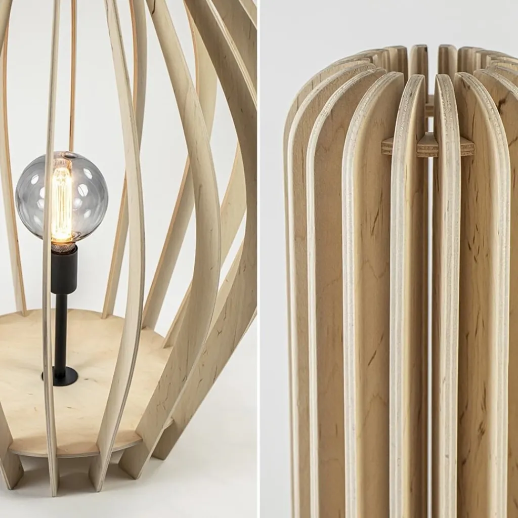 Straluma Grote vloerlamp kegel naturel hout met zwart> Vloerlampen|Botanische Verlichting