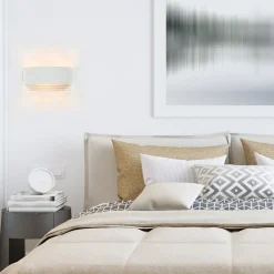 Straluma Half ronde wandlamp wit met goud><noscript><img width=