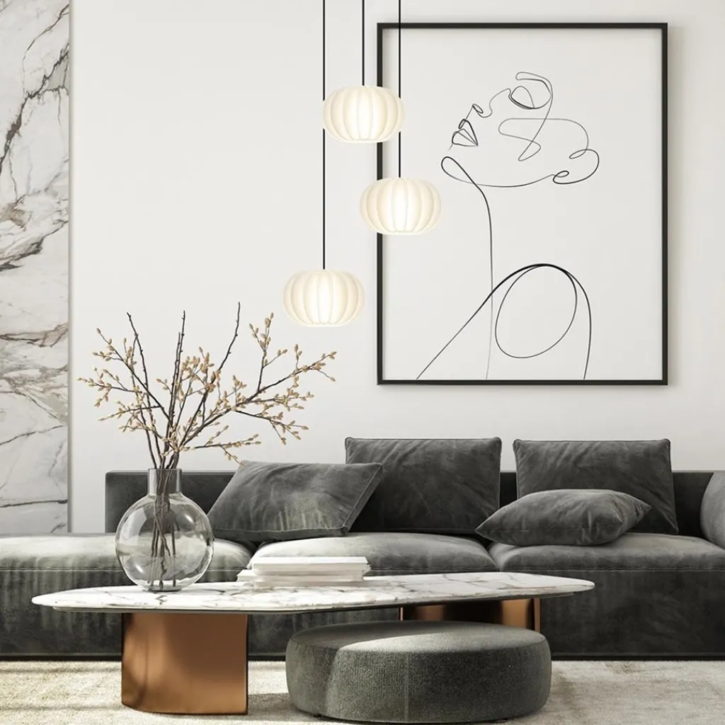 Straluma Hanglamp Arena 3L rond zwart/kap wit> Eettafellampen|Eetkamerverlichting