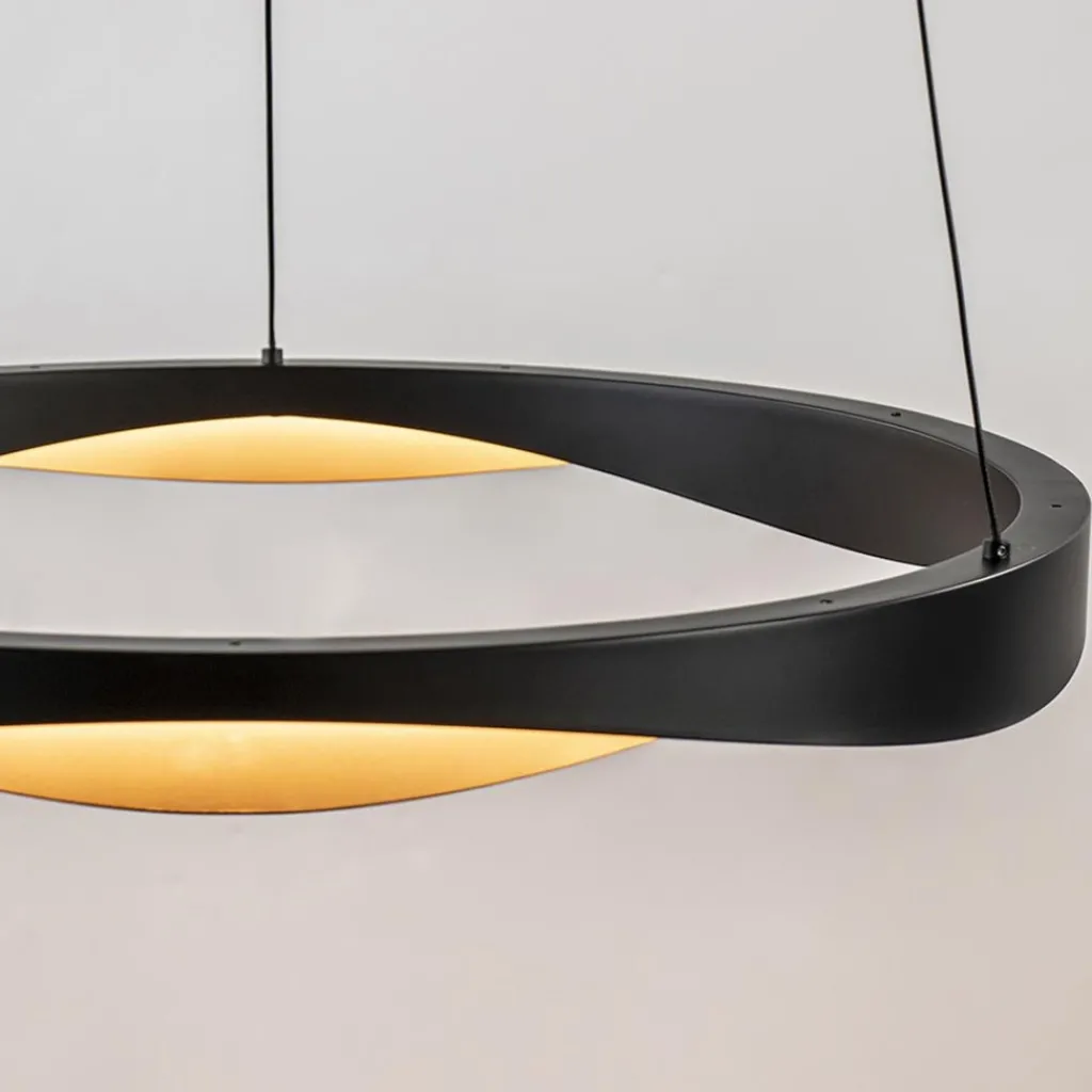 Straluma Hanglamp Ascoli 65 rond zwart/matgoud> Hanglampen|Eettafellampen
