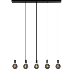 Straluma Hanglamp balk 110cm + 5x pendel zwart> Eettafellampen|Pendel Lampen