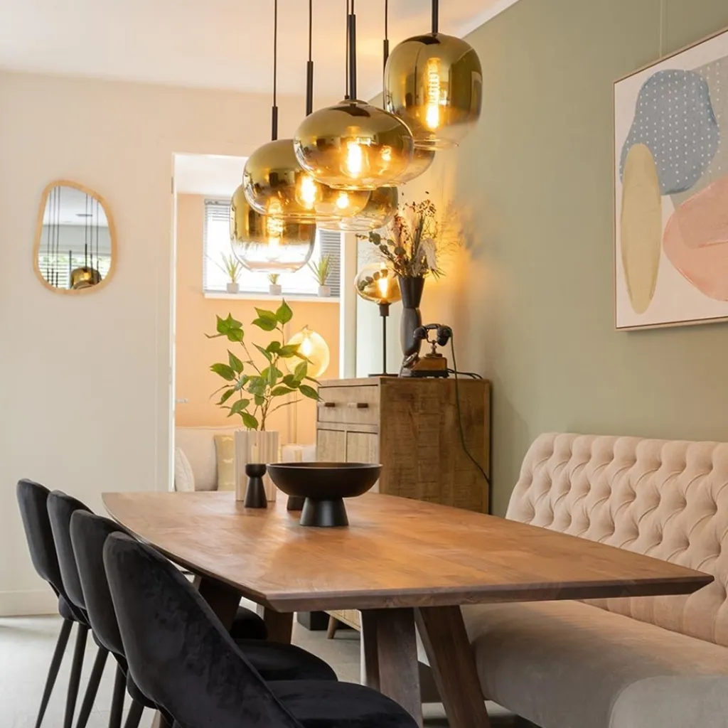 Straluma Hanglamp Bellini 6L zwart/gradient gold> Eettafellampen|Eetkamerverlichting