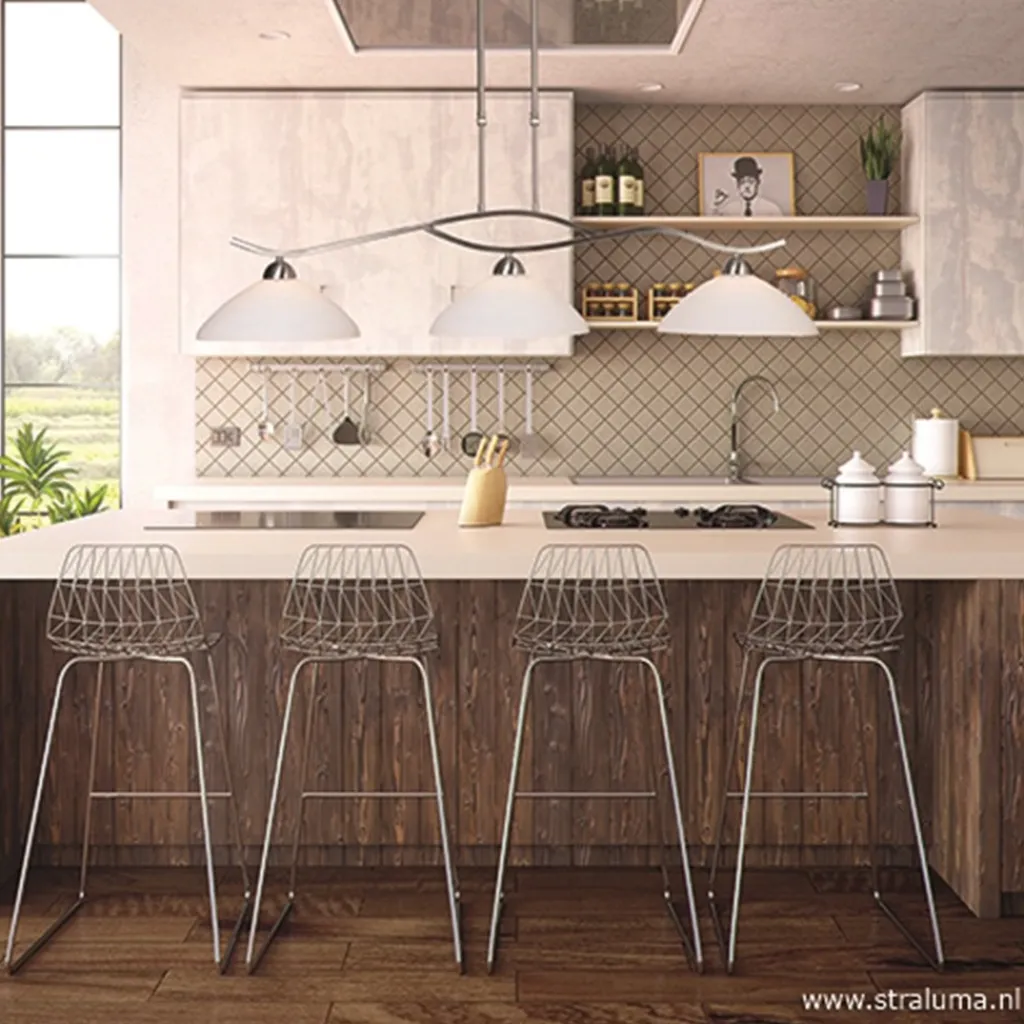 Straluma Hanglamp Capri staal glas eettafel> Eettafellampen|Keukenverlichting