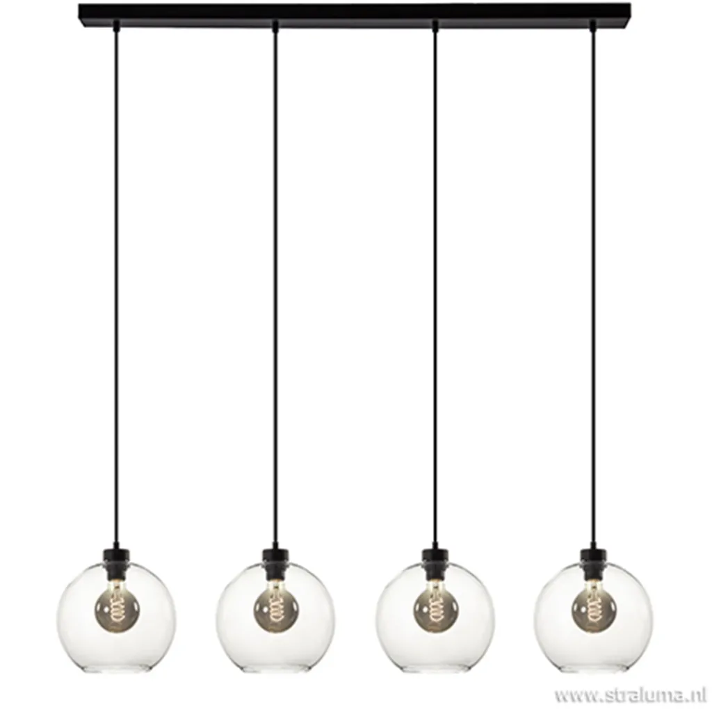 Straluma Hanglamp glazen bol 4-l modern clear> Eettafellampen|Pendel Lampen